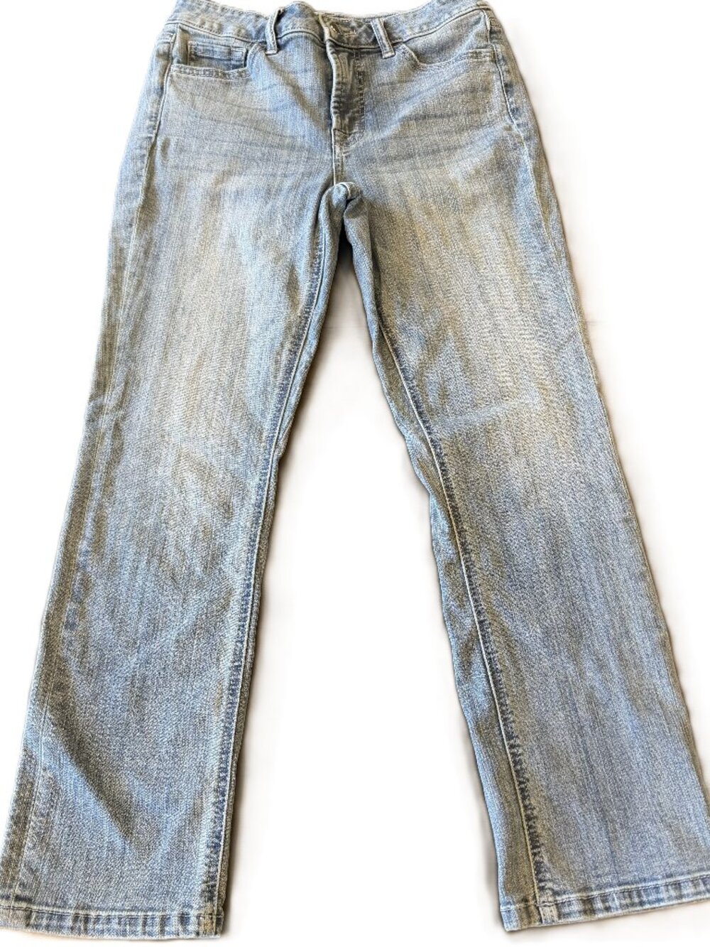 Jen7 Women’s Light Blue Straight Leg Jeans Size 4 Zip Pocket Button Closure